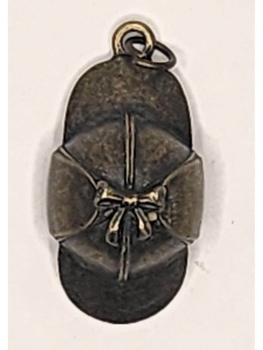 Antique Bronze Cap Charm Softball cap with a bow on top